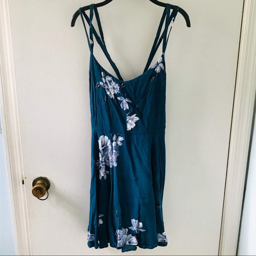 Blue Floral Dress w/ Strappy Back